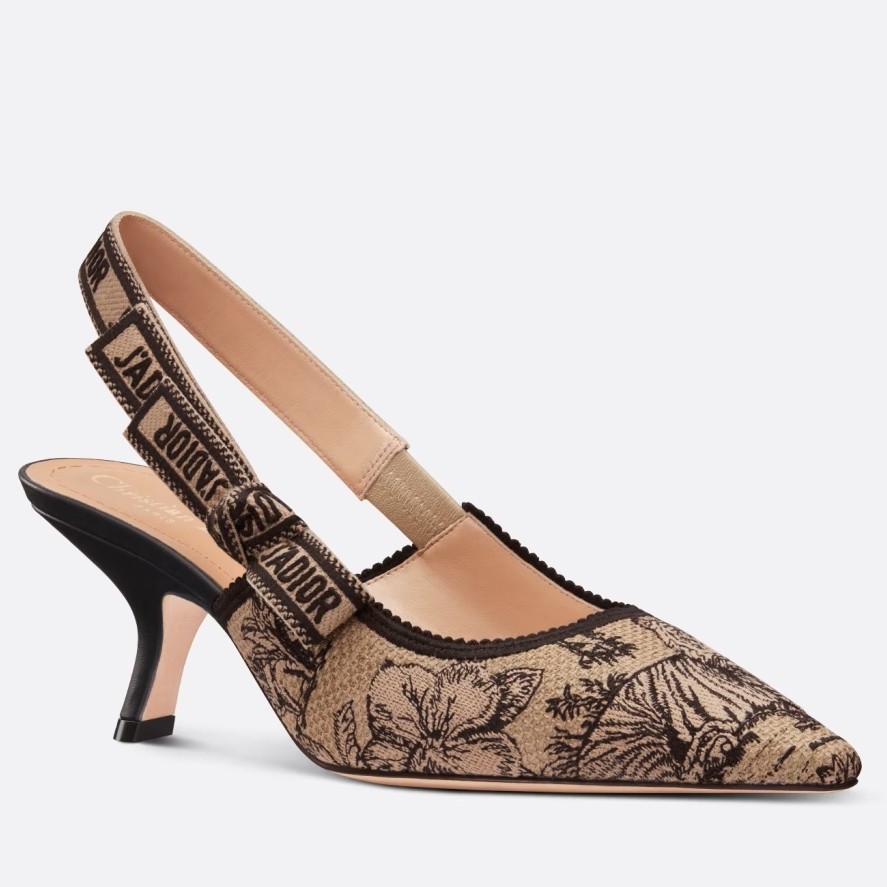 D*or j''aD*or slingback pumps 65mm in beige toile de jouy voyage motif