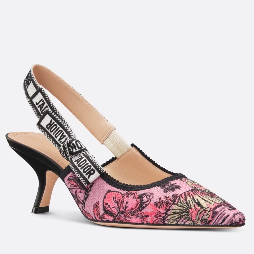 D*or j''aD*or slingback pumps 65mm in pink toile de jouy voyage motif