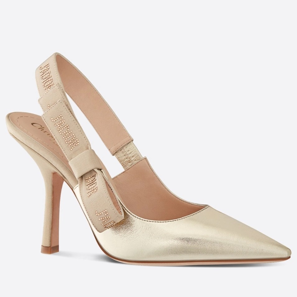 D*or j''aD*or slingback pumps 100mm in gold metallic lambskin