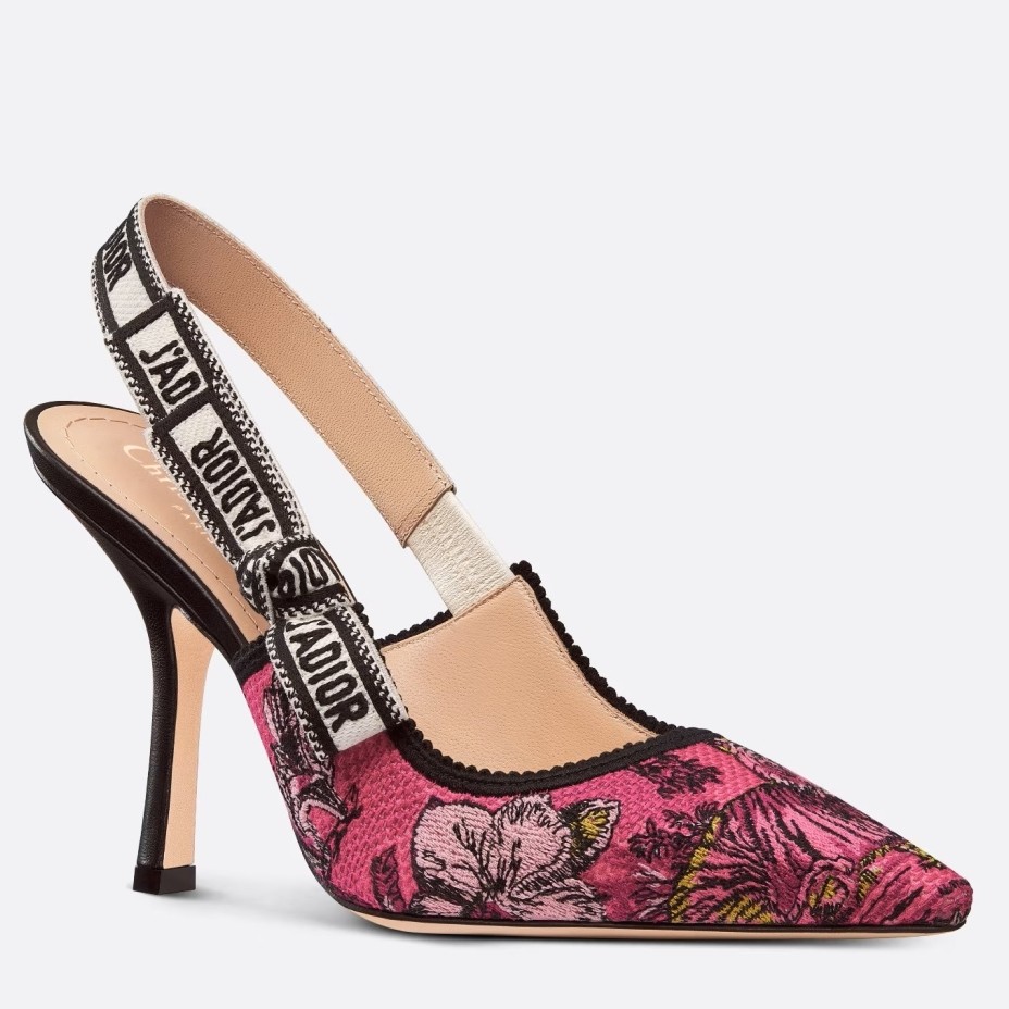 D*or j''aD*or slingback pumps 100mm in pink toile de jouy voyage motif