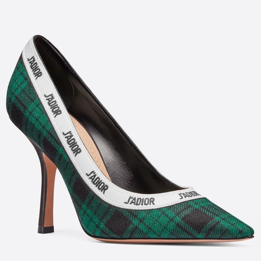 D*or j''aD*or 100mm pumps in black and green tartan fabric
