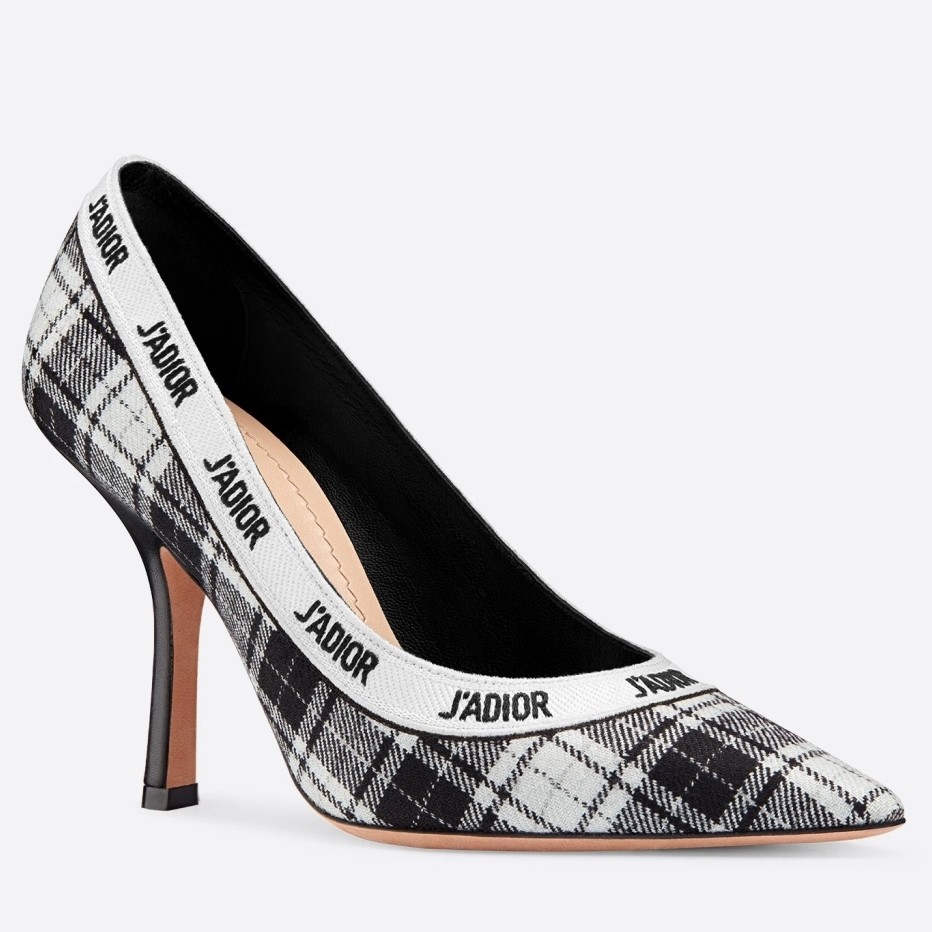 D*or j''aD*or 100mm pumps in black and white tartan fabric