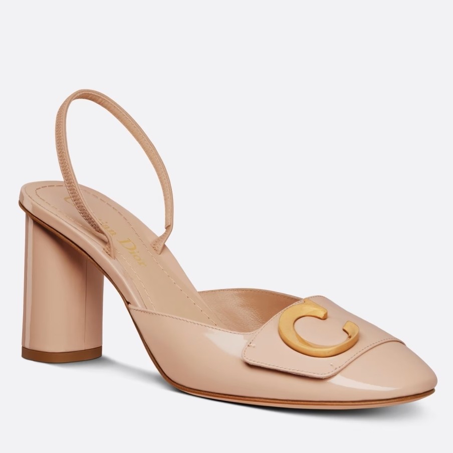 D*or c''est slingback pumps 80mm in nude patent calfskin