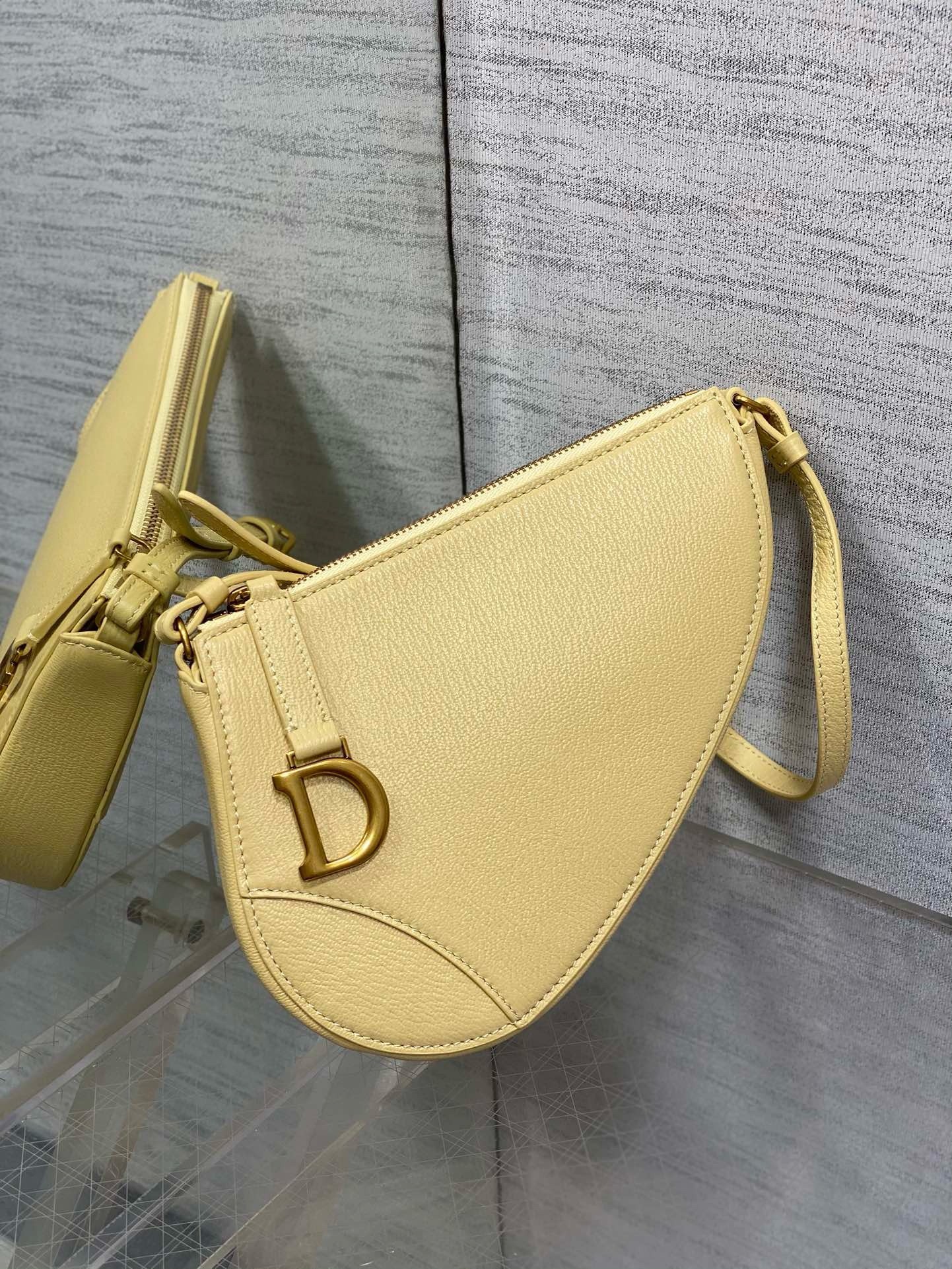 D*or saddle rodeo pouch in yellow goatskin