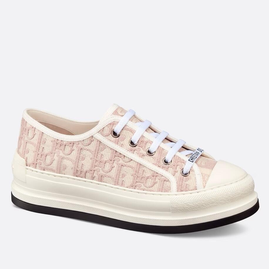 D*or walk''n''D*or platform sneakers in pink oblique embroidered cotton