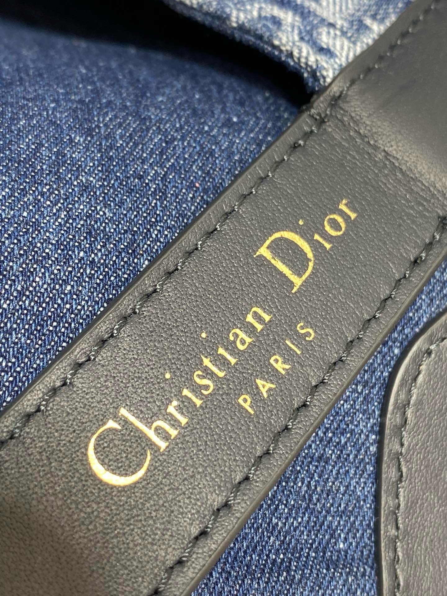 D*or toujours medium bag in blue denim oblique jacquard