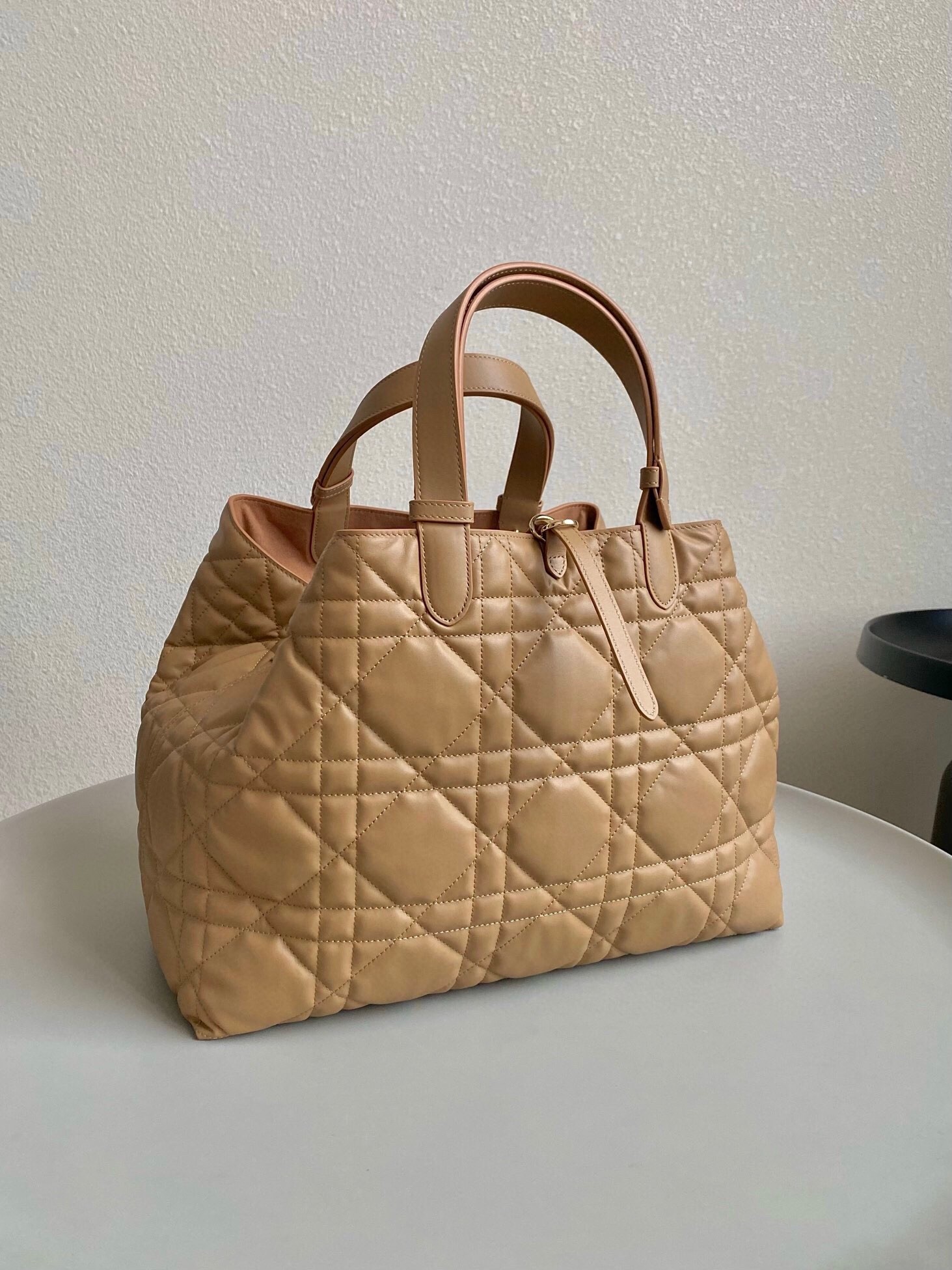 D*or toujours large bag in brown macrocannage calfskin