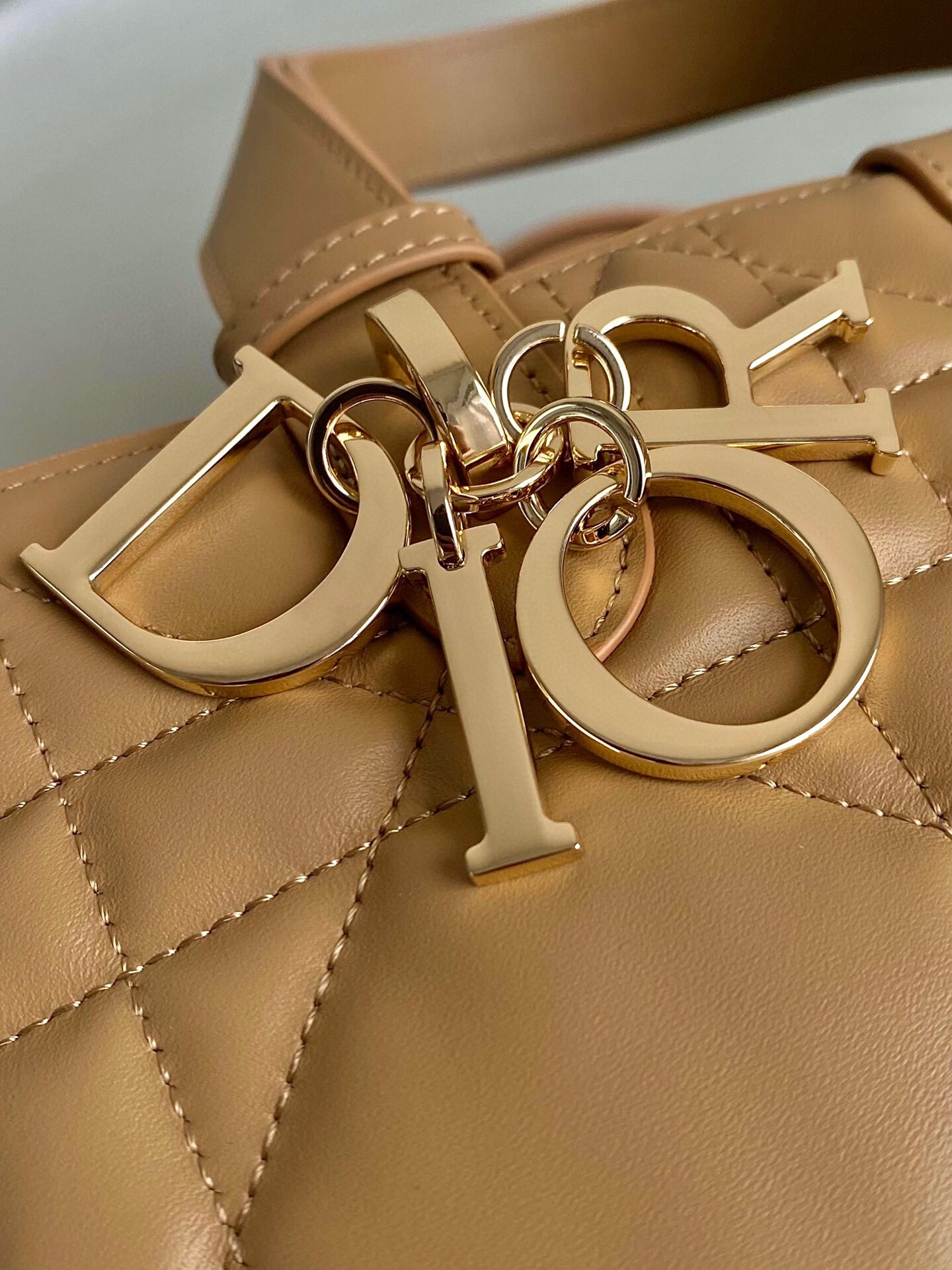 D*or toujours large bag in brown macrocannage calfskin