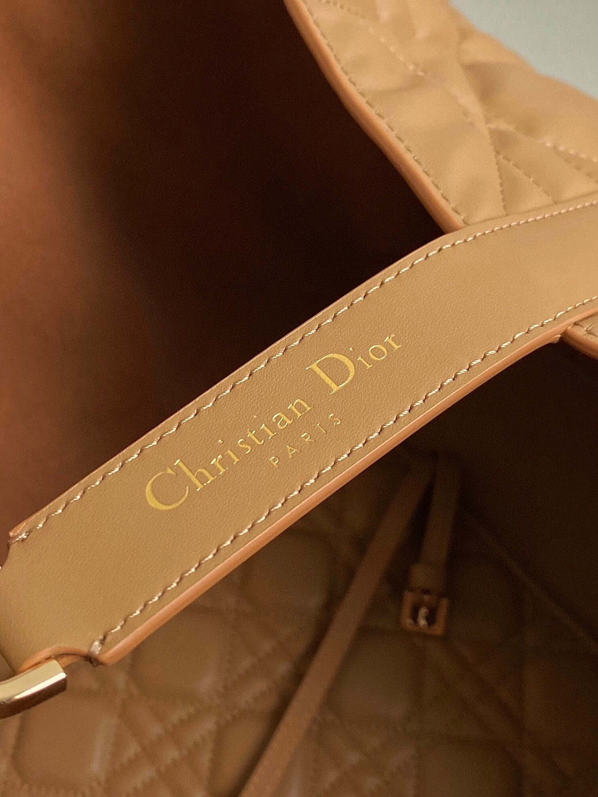 D*or toujours large bag in brown macrocannage calfskin