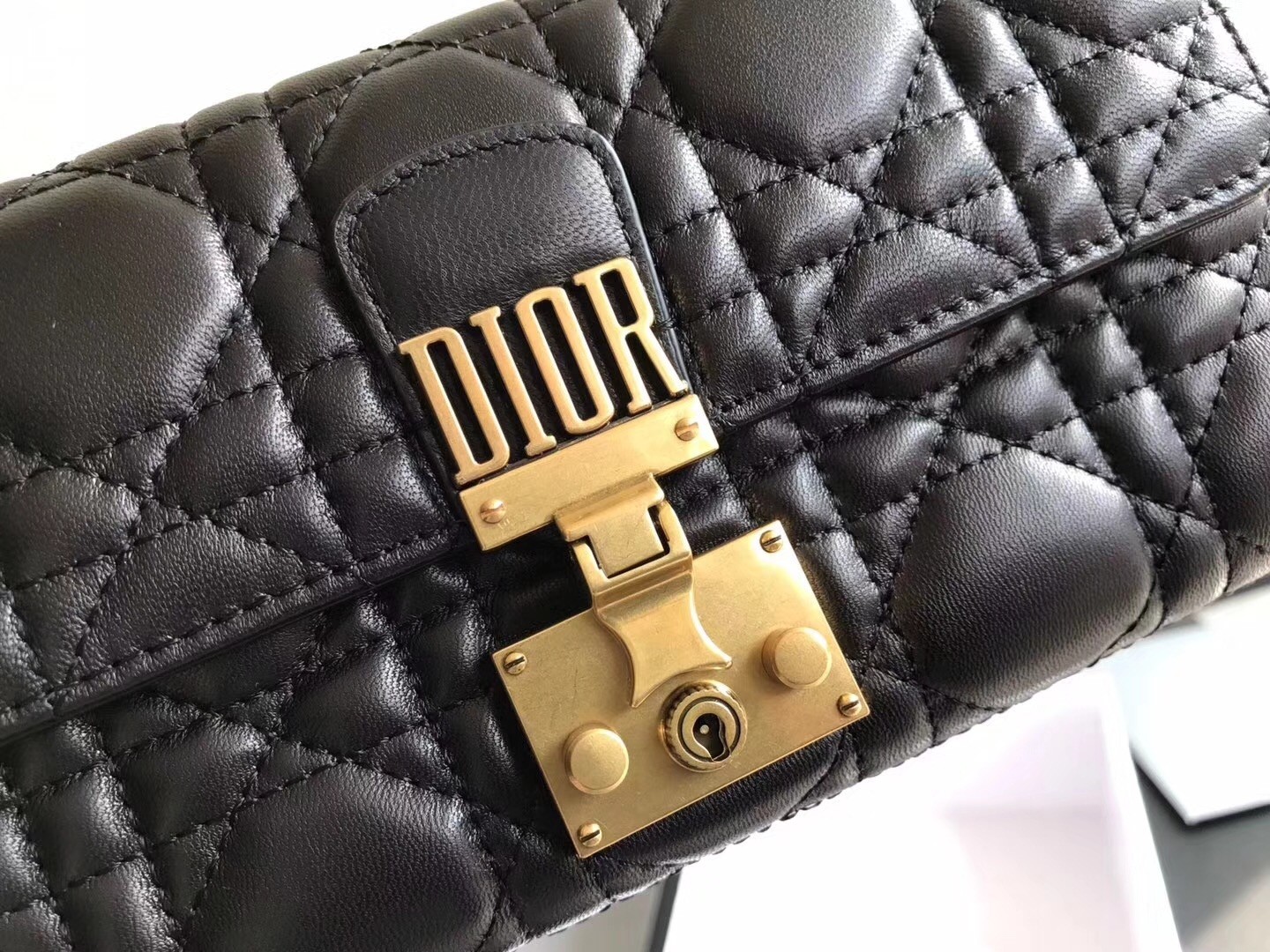D*or D*oraddict continental wallet in black lambskin