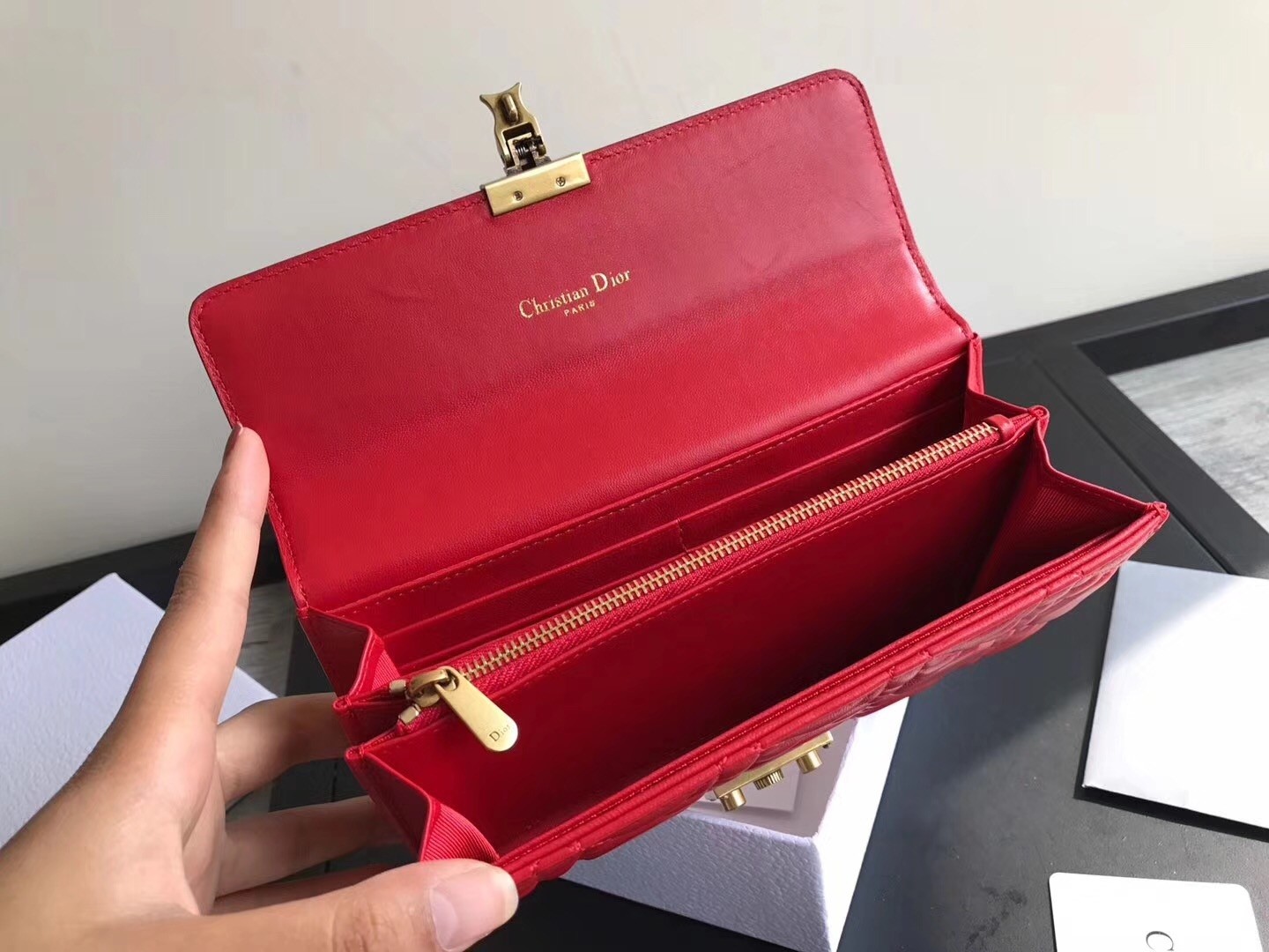 D*or D*oraddict continental wallet in red lambskin