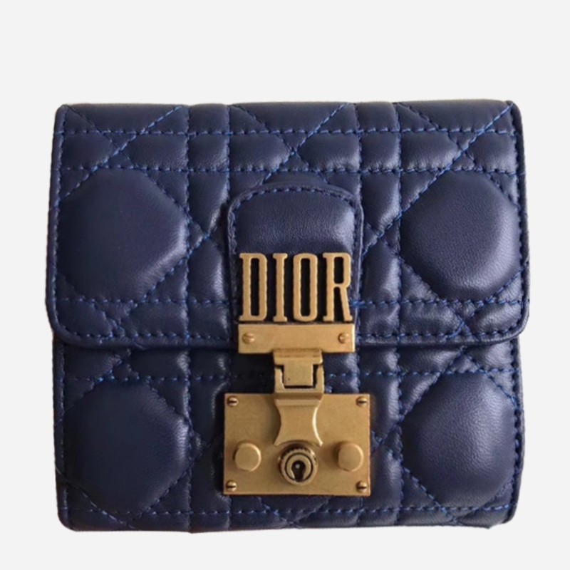 D*or french D*oraddict wallet in navy blue lambskin
