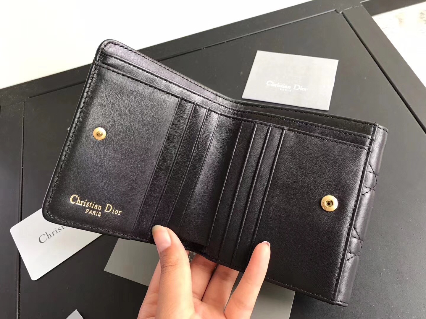 D*or french D*oraddict wallet in black lambskin