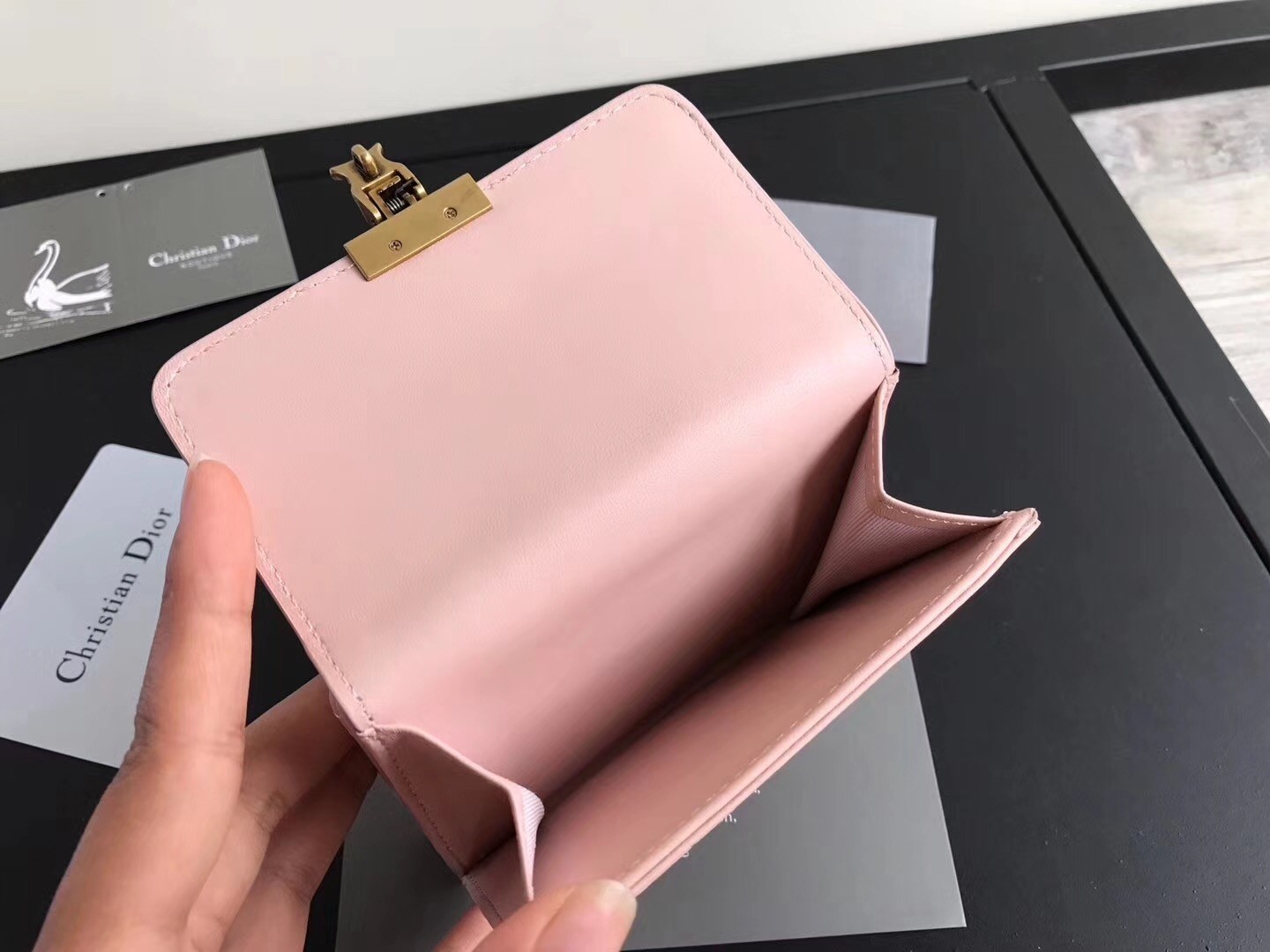 D*or french D*oraddict wallet in pink lambskin