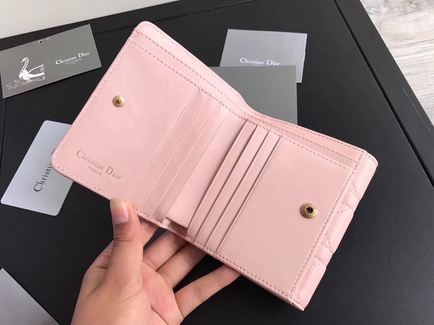 D*or french D*oraddict wallet in pink lambskin