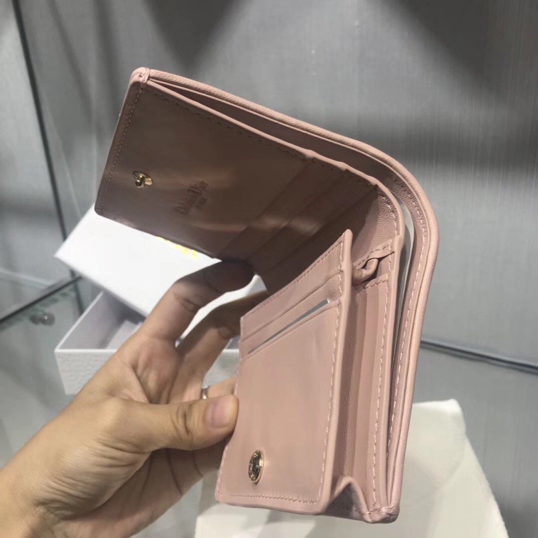 D*or mini lady D*or wallet in pink lambskin