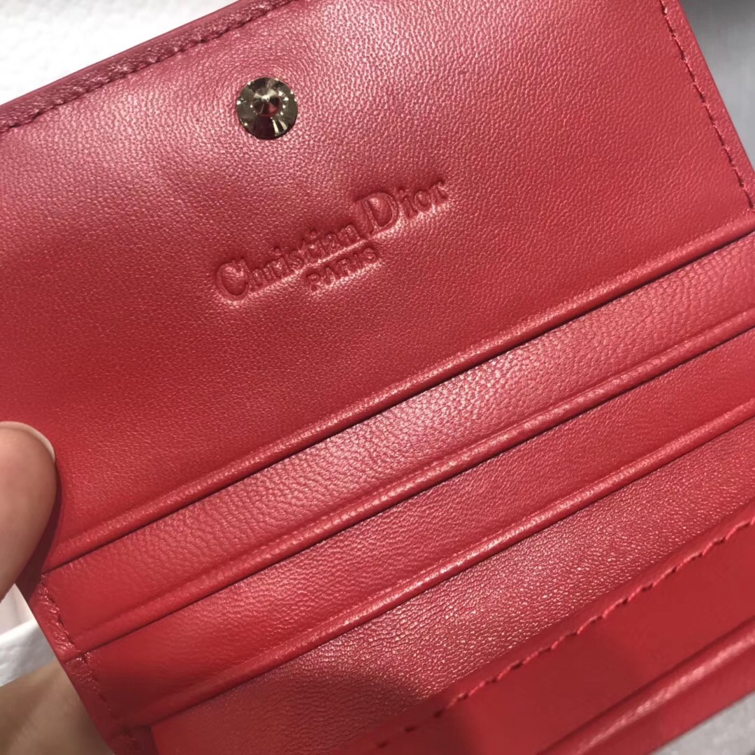 D*or mini lady D*or wallet in red patent leather