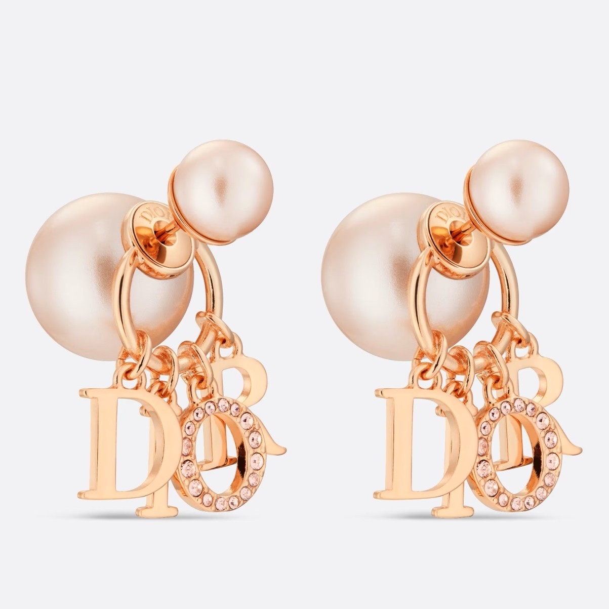 D*or tribales earrings in rose gold metal pearls and crystals