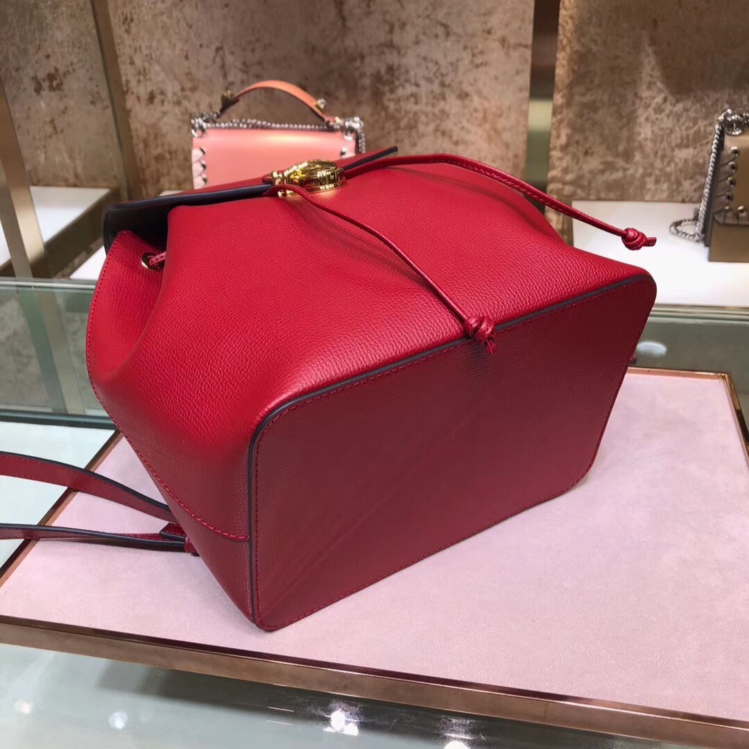 F**di red leather logo backpack