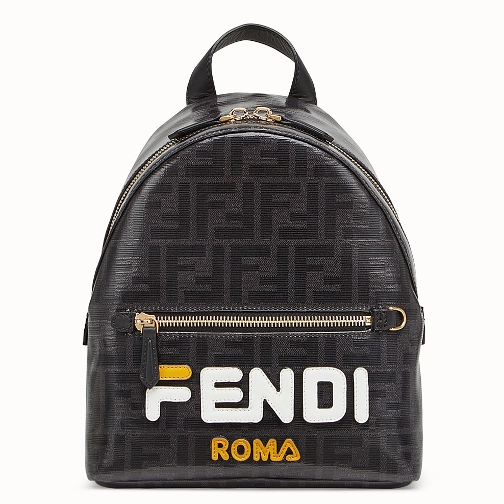 F**di black glazed fabric mini backpack