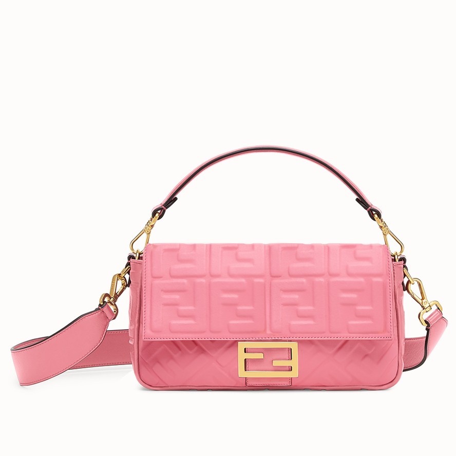 F**di pink ff motif medium baguette bag