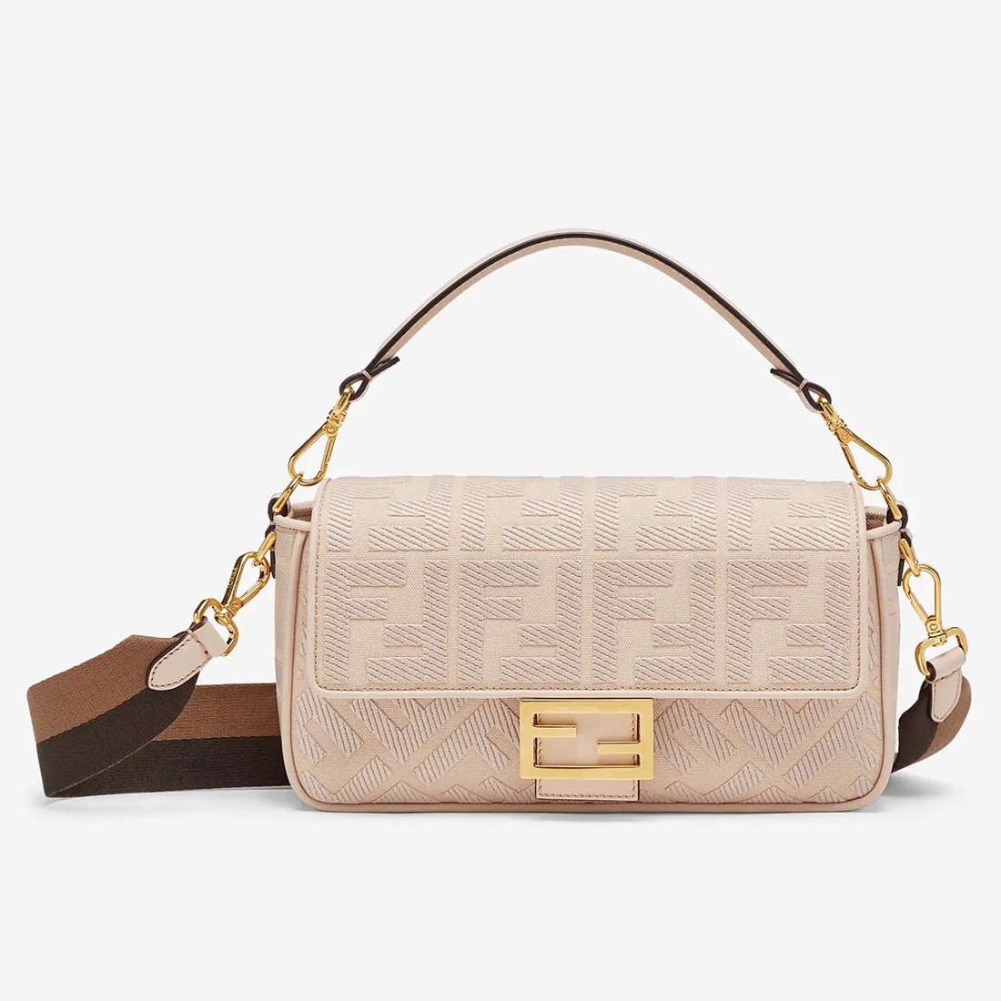 F**di medium baguette bag in pink ff canvas