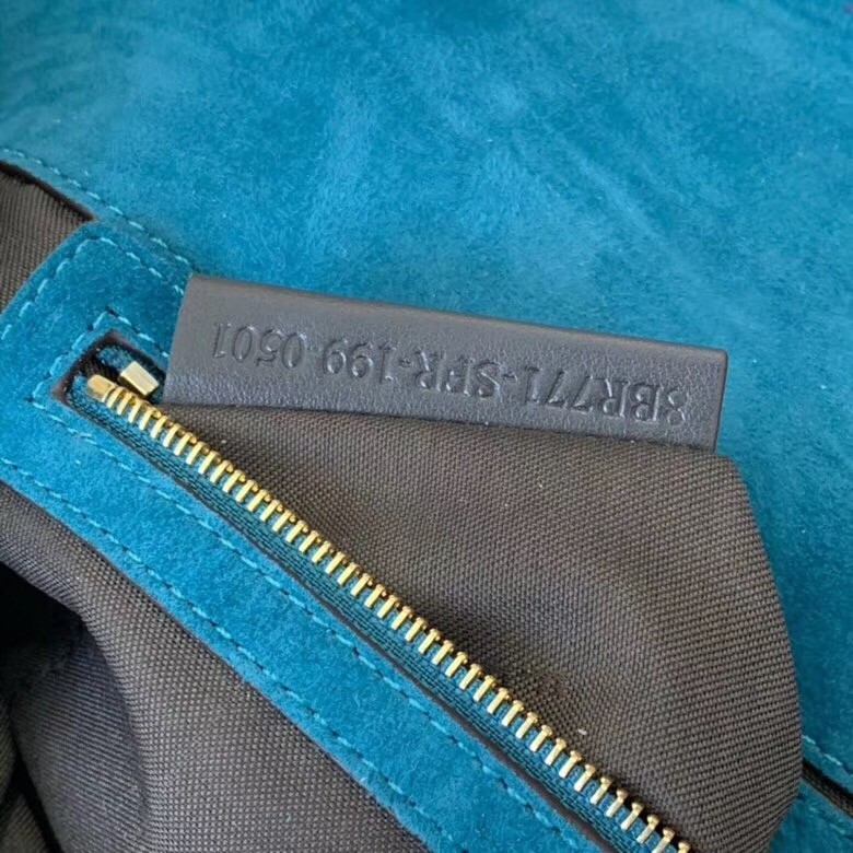 F**di medium baguette bag in blue suede leather