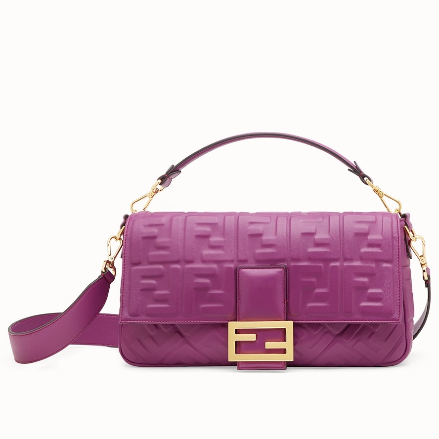 F**di purple ff motif large baguette bag