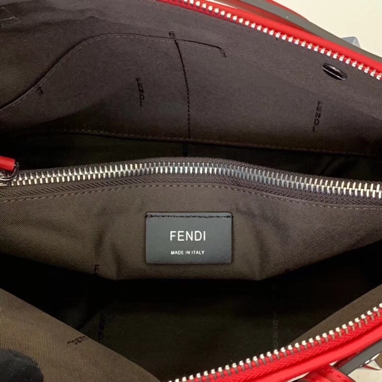 F**di by the way medium bag in canvas with red leather