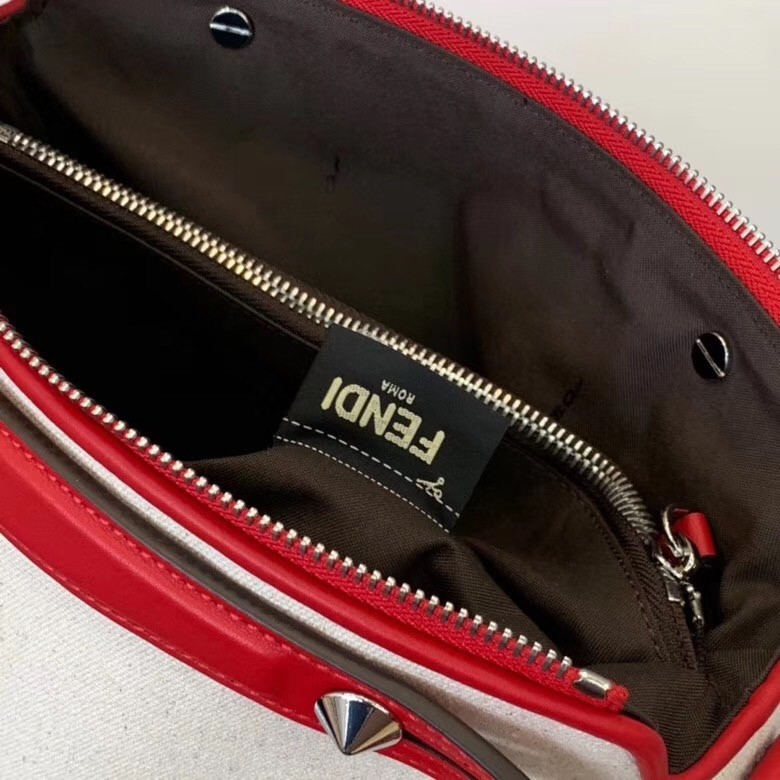 F**di by the way medium bag in canvas with red leather