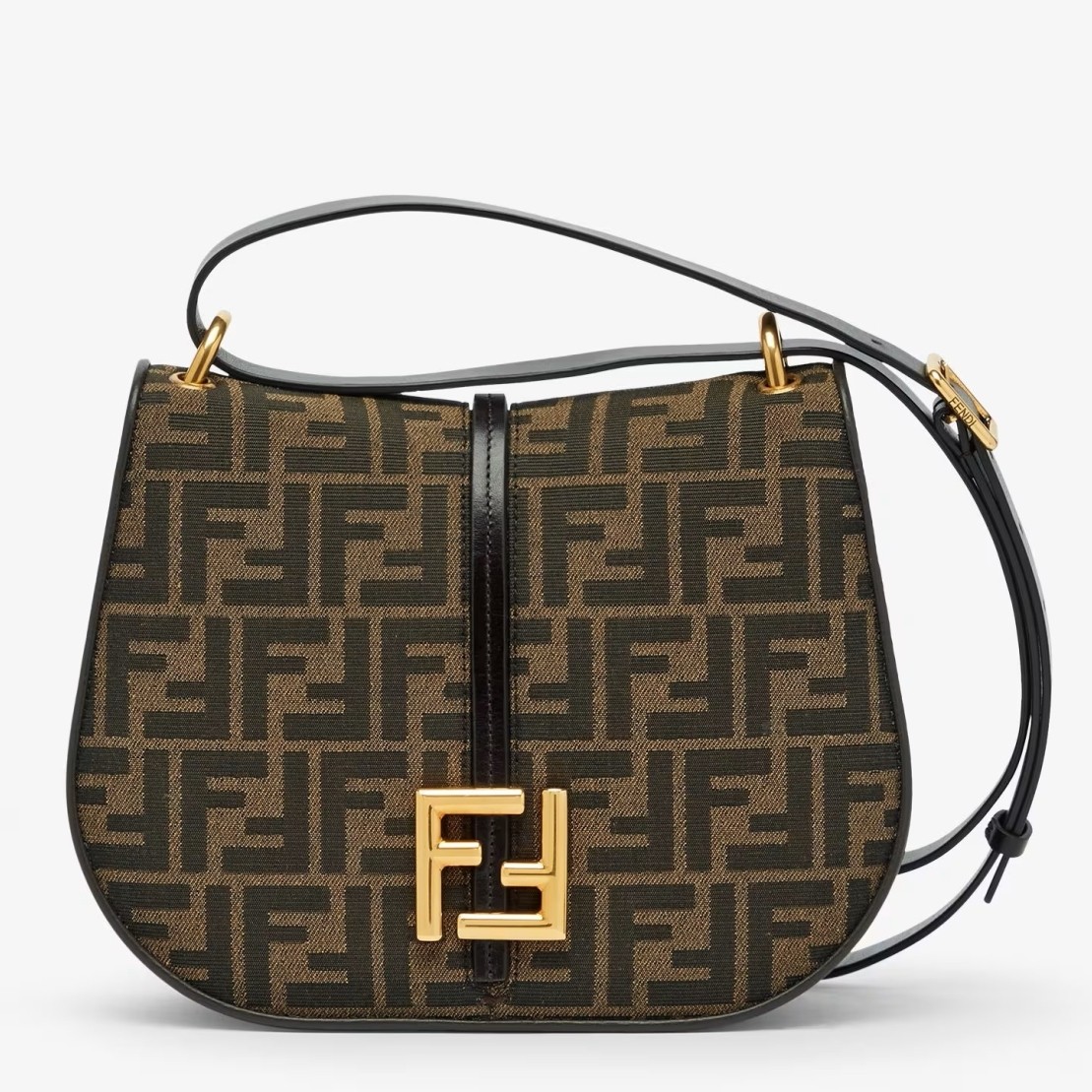 F**di c’mon medium bag in ff jacquard fabric and leather