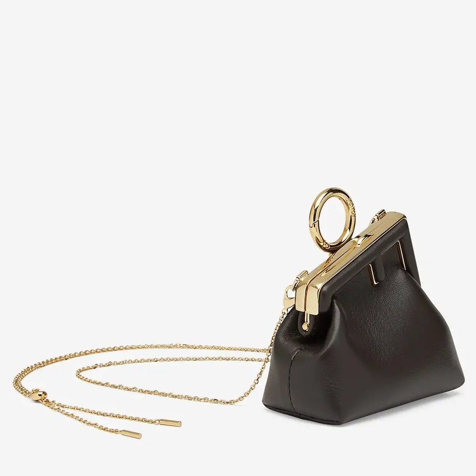 F**di first nano charm bag in black nappa leather