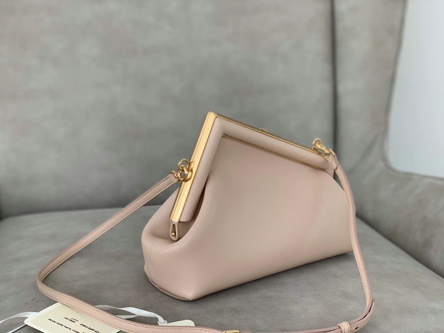 F**di small first bag in beige nappa leather