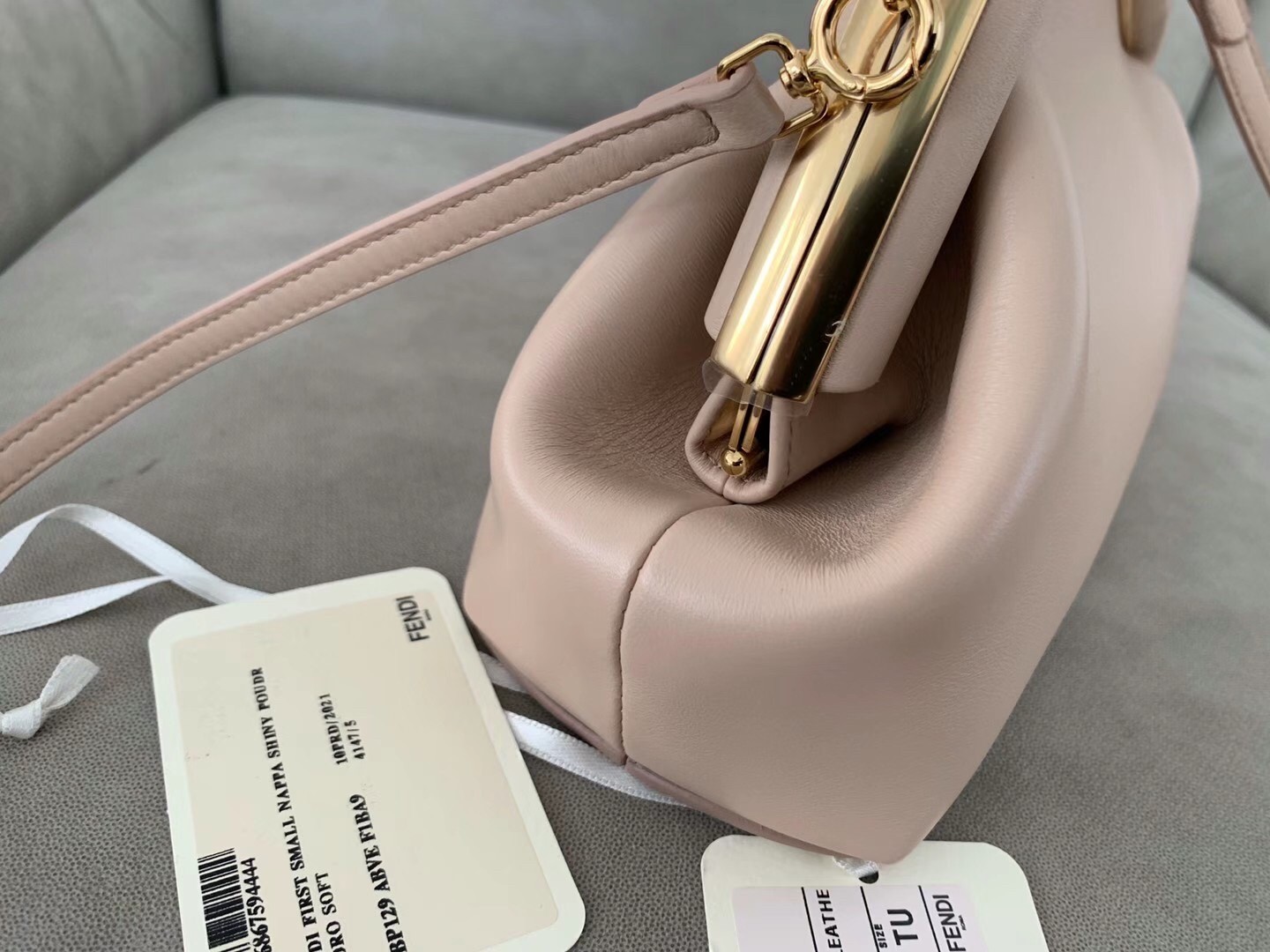 F**di small first bag in beige nappa leather