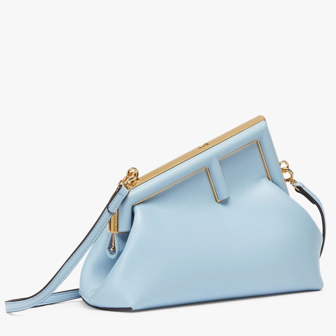 F**di small first bag in light blue nappa leather
