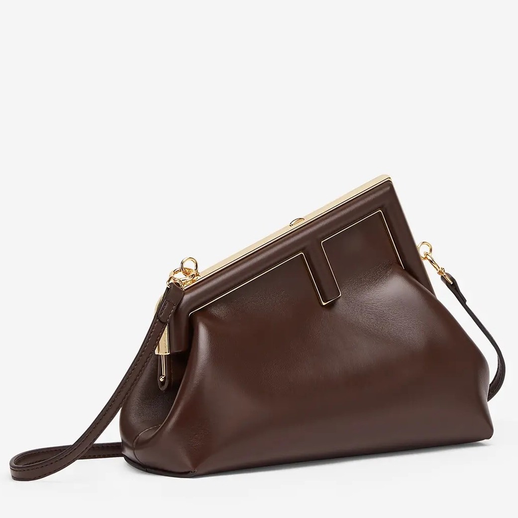 F**di first small bag in chocolate nappa leather