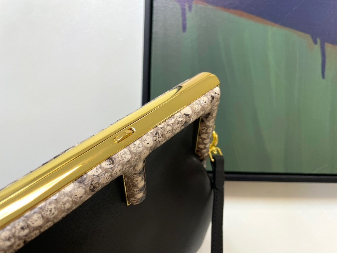F**di first small bag in black nappa leather with python f