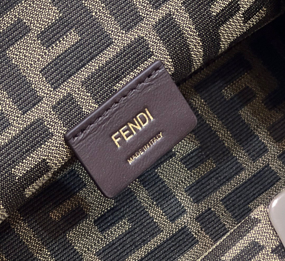 F**di first small bag in silver laminated leather