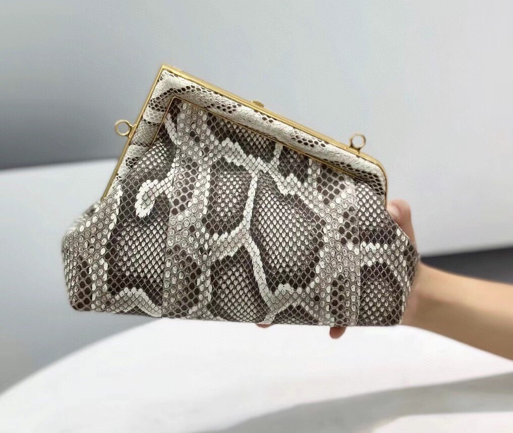 F**di small first bag in natural python leather