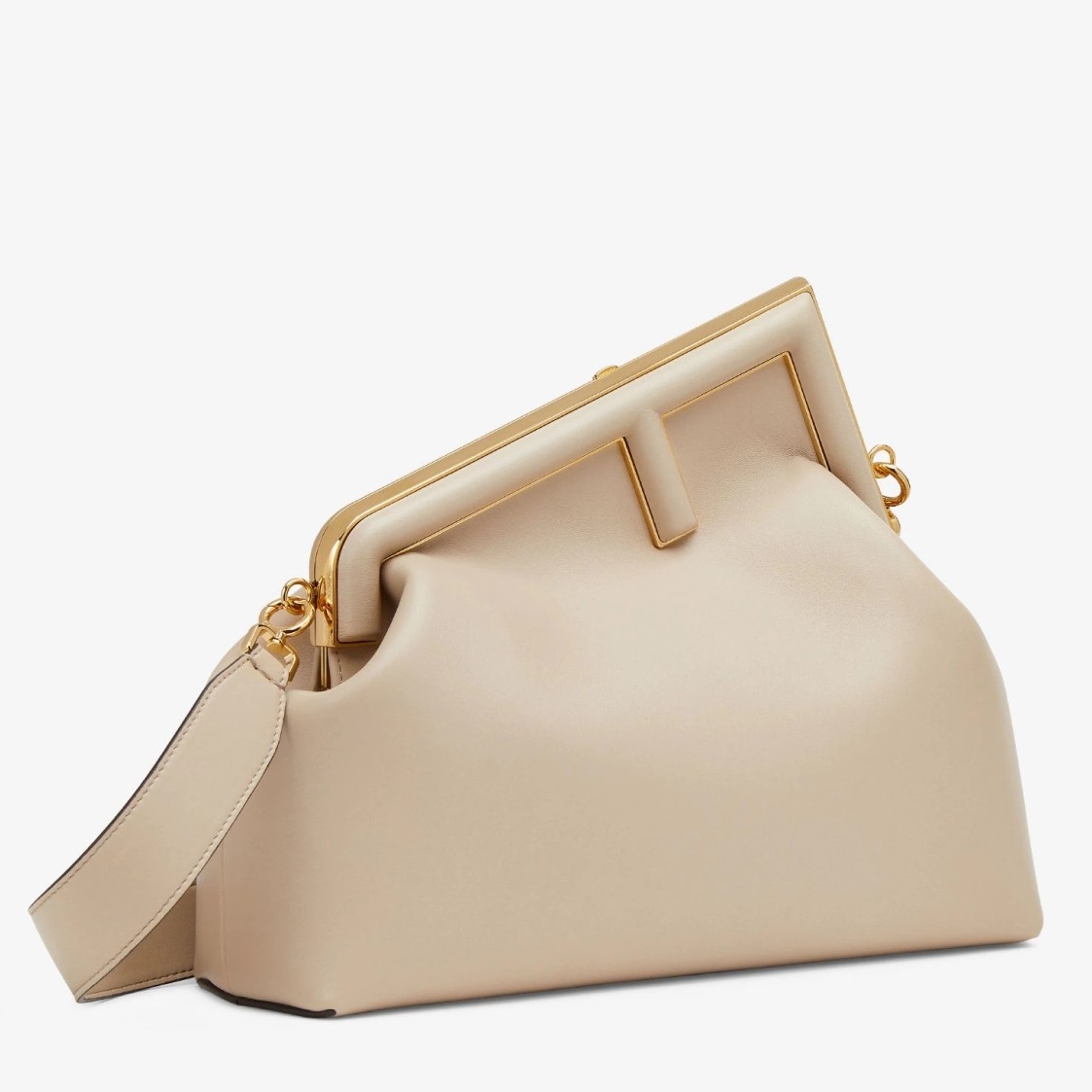 F**di first medium bag in beige nappa leather