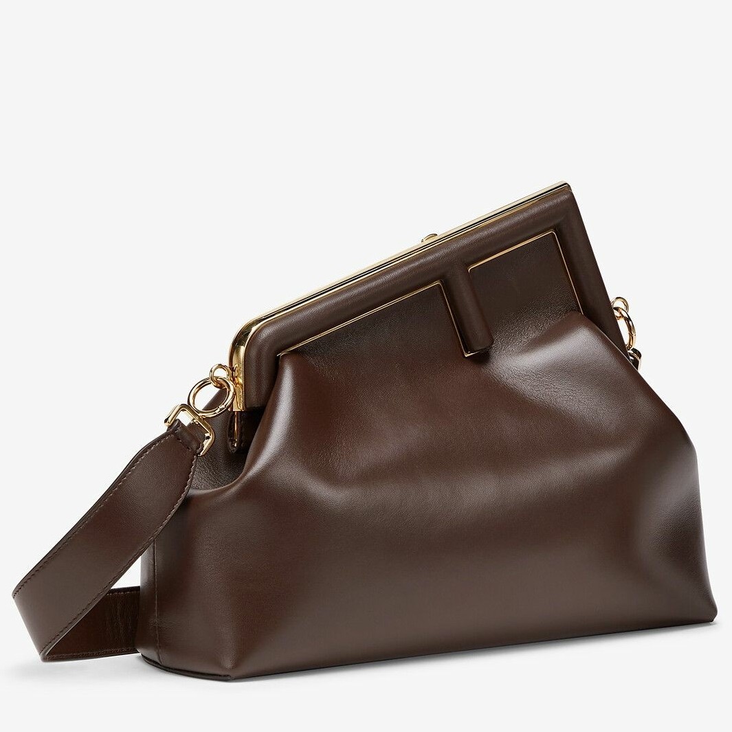 F**di medium first bag in chocolate nappa leather
