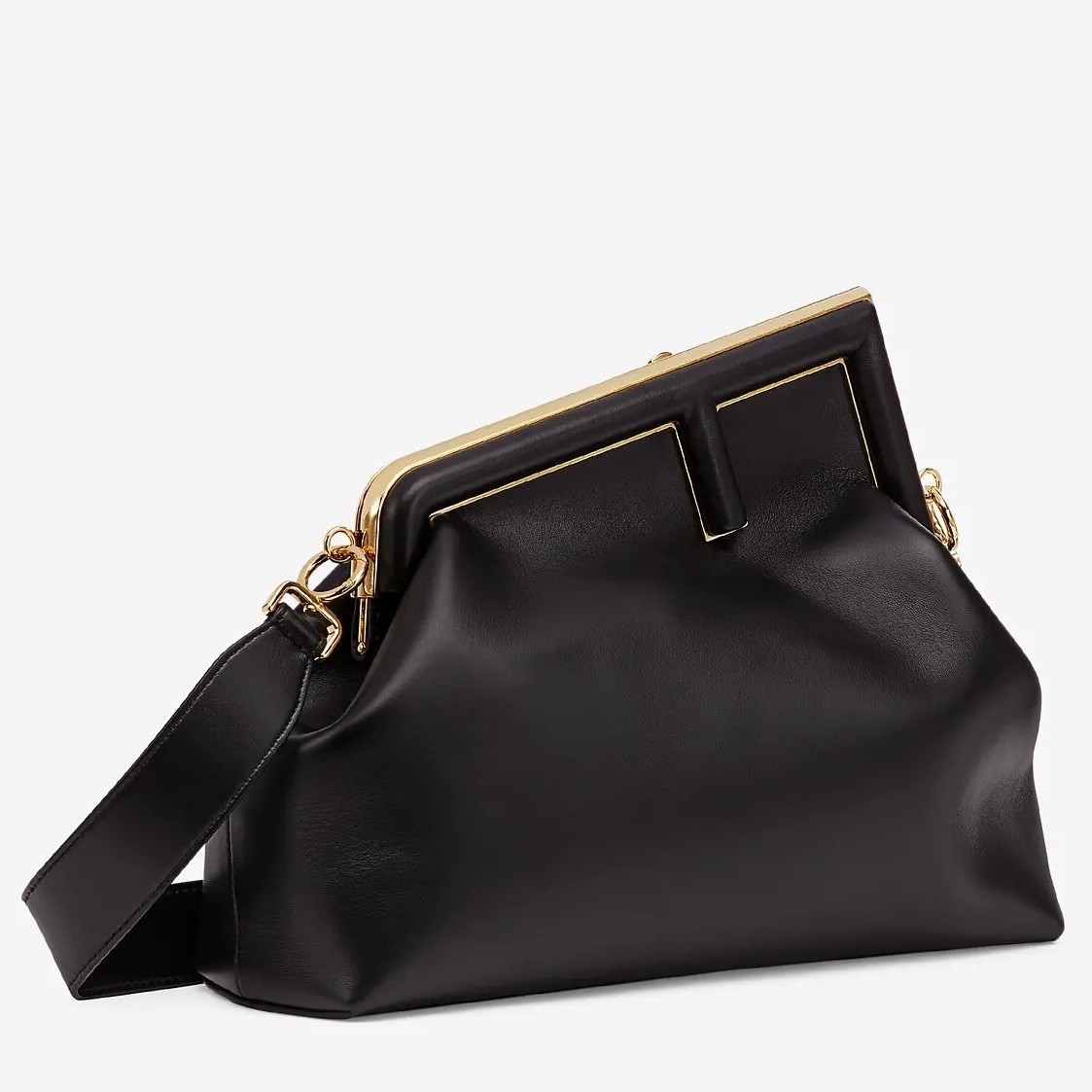 F**di medium first bag in black nappa leather