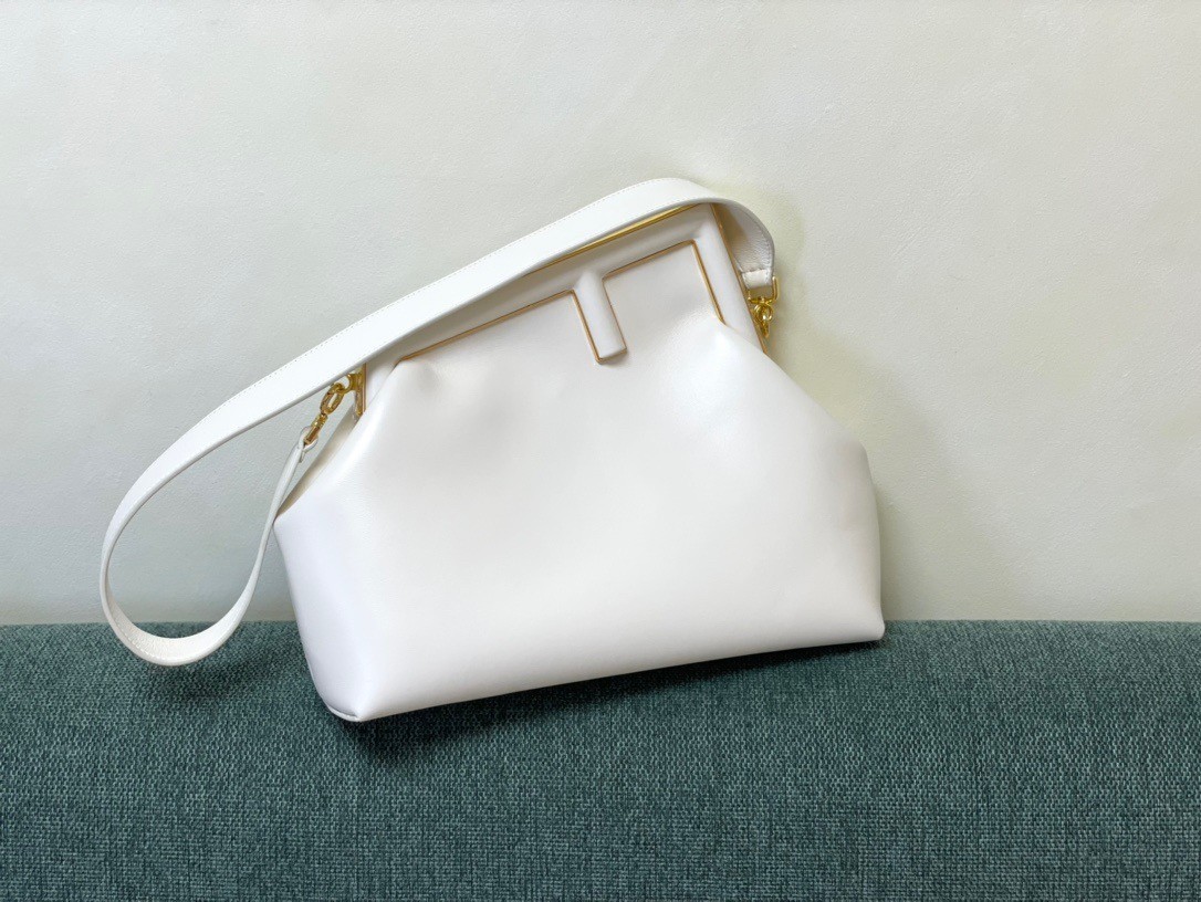 F**di first medium bag in white nappa leather