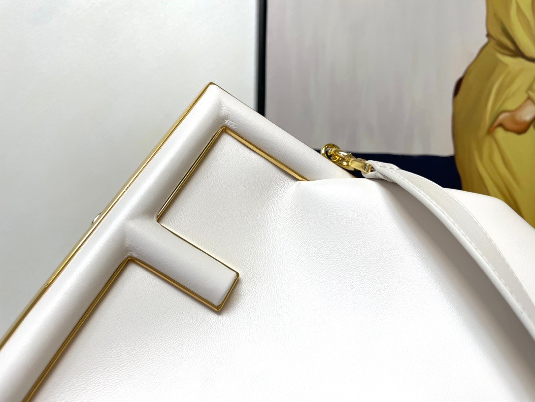 F**di first medium bag in white nappa leather