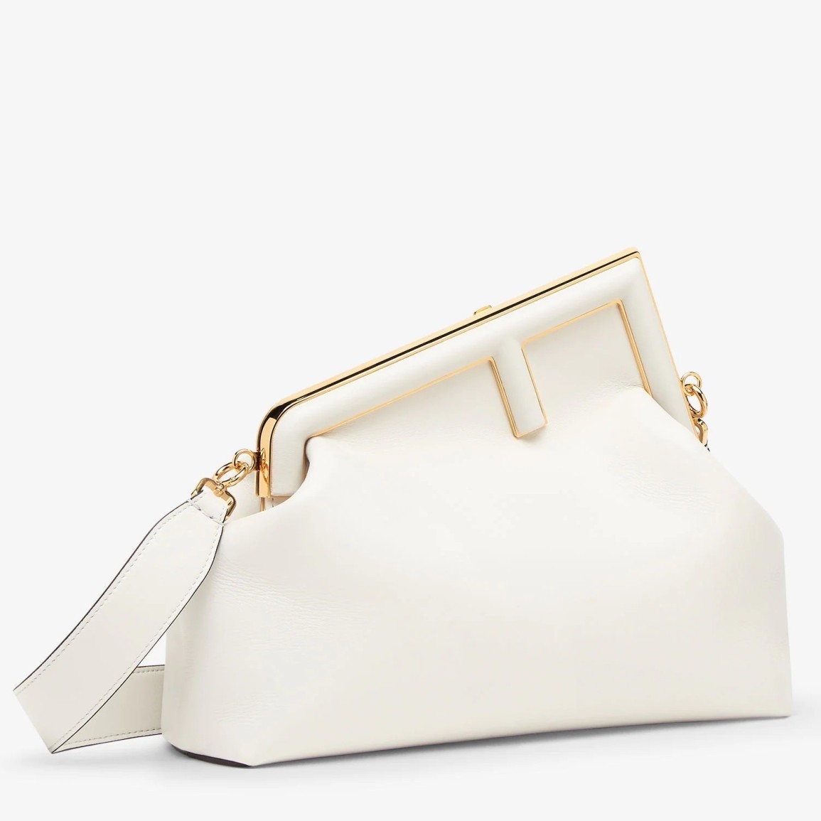 F**di first medium bag in white nappa leather