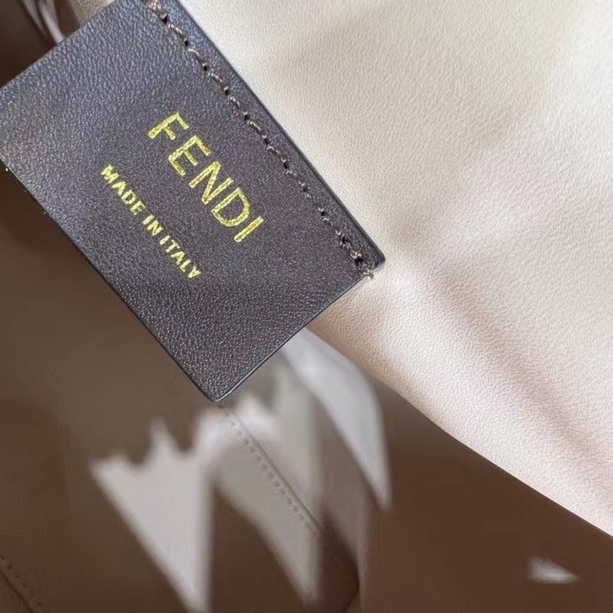 F**di medium first bag in beige flannel embroidery