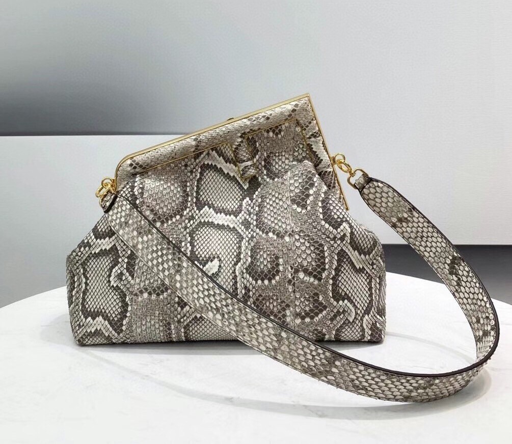 F**di medium first bag in natural python leather