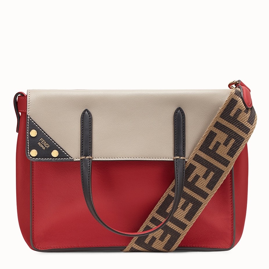 F**di regular flip tote bag in red calfskin