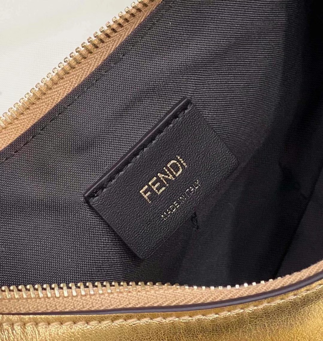 F**di F**digraphy small hobo bag in gold laminated leather