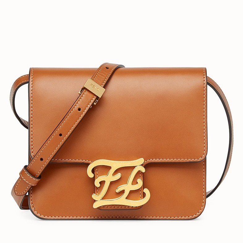 F**di karligraphy bag in brown calfskin leather